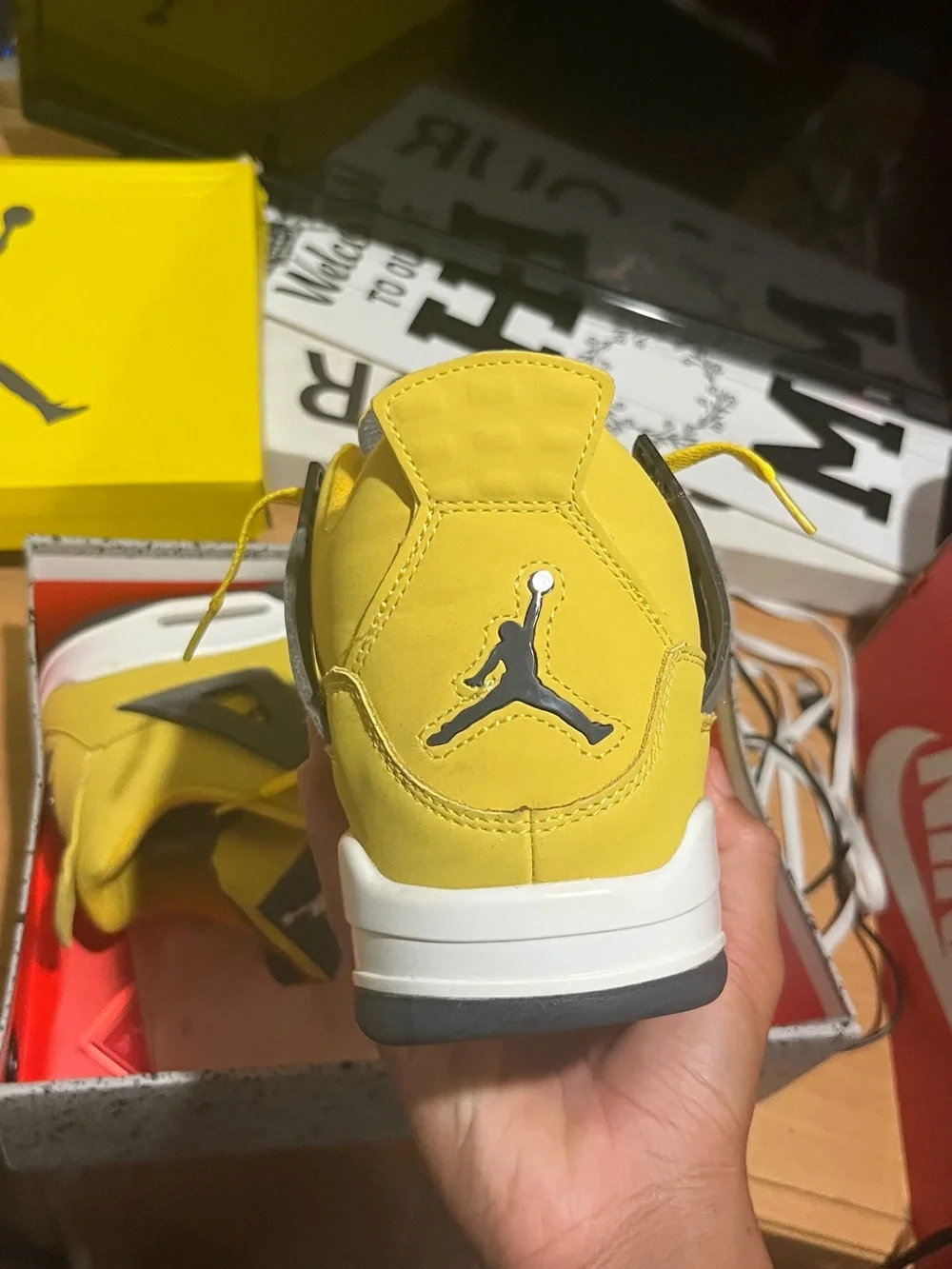 Yellow & gray Jordan Retro 4s